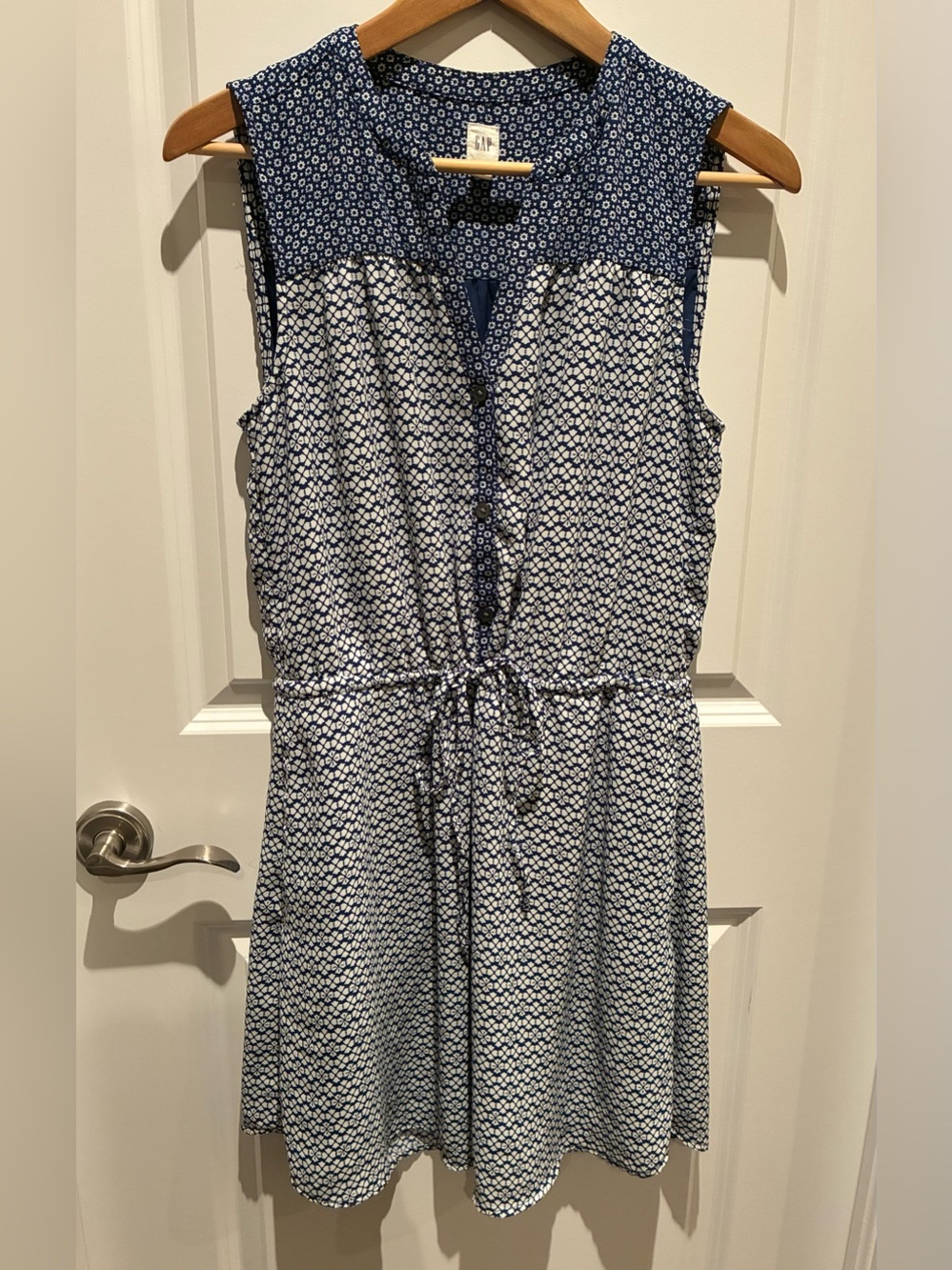 Sleeveless Blue Printed Dress